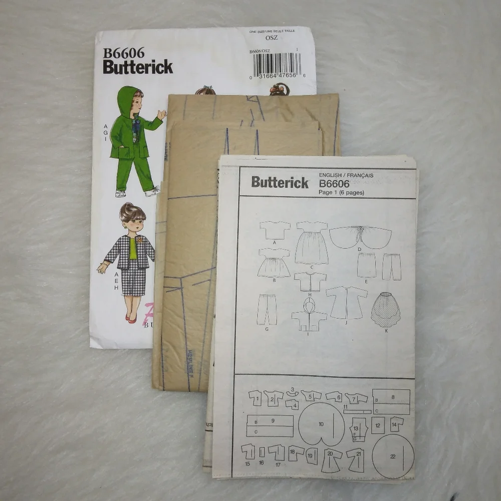 Butterick B6606 Retro 1960 clothes for American Girl Doll & 18